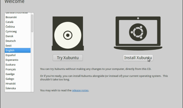 Install Xubuntu screen